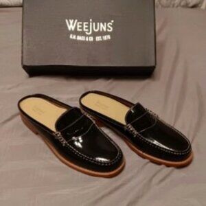 Bass Weejuns Slipons Womens 7M Wynn Penny Black Sliders Open Back - New in Box